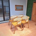 Set Meja Makan Minimalis 4 Kursi Kayu Jati Kombinasi Rotan YMJ-SKM 129 - Image 2