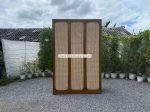 Almari Baju Lemari Pakaian Custom Kayu Jati Kombinasi Rotan YMJ-LMP 59