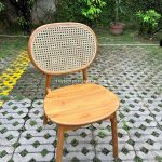 Furniture Kursi Cafe Minimalis Kayu Jati Kombinasi Rotan YMJ KC 28