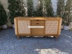 Model Buffet Retro Minimalis Kayu Jati Kombinasi Rotan YMJ-BFT 87
