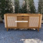 Model Buffet Retro Minimalis Kayu Jati Kombinasi Rotan YMJ-BFT 87