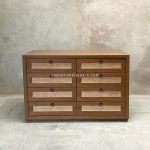 Modern Buffet Laci Minimalis Kayu Jati Kombinasi Rotan YMJ-BFT 92