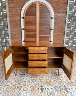 Modern Buffet Laci Minimalis Kayu Jati Kombinasi Rotan YMJ-BFT 93 - Image 3