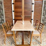 Set Meja Makan Top Marmer Minimalis Jati Jepara YMJ-SKM 138