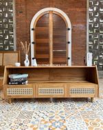 Model Bufet TV Terbaru Kombinasi Kayu x Rotan YMJ-BFTV 125