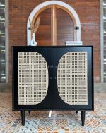 Modern Buffet Minimalis Kayu Jati Kombinasi Rotan YMJ-BFT 97