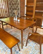 Set Meja Makan Minimalis Kursi & Bangku Kayu Jati YMJ-SKM 142 - Image 5