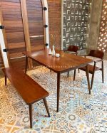 Set Meja Makan Minimalis Kursi & Bangku Kayu Jati YMJ-SKM 142 - Image 6