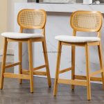 Kursi Bar Stool Kayu Jati Minimalis Kombinasi Rotan YMJ KBR 34