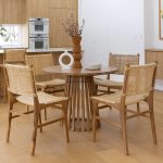 Set Meja Makan Bundar Minimalis 4 Kursi Kayu Jati Kombinasi Rotan YMJ-SKM 145 - Image 2