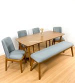 Set Meja Makan Minimalis Kursi & Bangku Kayu Jati YMJ-SKM 151