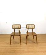 Kursi Cafe Minimalis Kayu Jati Kombinasi Rotan YMJ KC 34