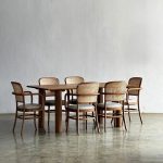 Set Meja Makan Minimalis 6 Kursi Kayu Jati Kombinasi Rotan YMJ-SKM 158