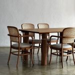 Set Meja Makan Minimalis 6 Kursi Kayu Jati Kombinasi Rotan YMJ-SKM 158 - Image 3