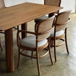 Set Meja Makan Minimalis 6 Kursi Kayu Jati Kombinasi Rotan YMJ-SKM 158 - Image 2