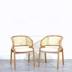 Furniture Kursi Cafe Minimalis Kayu Jati Kombinasi Rotan YMJ KC 35