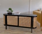 Modern Buffet Minimalis Kayu Jati Kombinasi Rotan YMJ-BFT 112 - Image 2