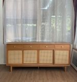Buffet Modern Minimalis Kayu Jati Kombinasi Rotan YMJ-BFT 117