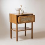 Nakas Kayu Jati Kombinasi Rotan Model Minimalis Modern YMJ-NKS 38