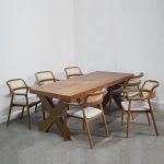 Set Meja Makan Minimalis 6 Kursi Kayu Jati Kombinasi Rotan YMJ-SKM 165 - Image 2