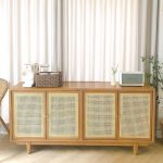 Buffet Modern Minimalis Kayu Jati Kombinasi Rotan YMJ-BFT 118
