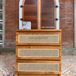 Nakas Kayu Jati Kombinasi Rotan Model Minimalis Modern YMJ-NKS 41