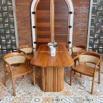 Set Meja Makan Minimalis 4 Kursi Kayu Jati Kombinasi Rotan YMJ-SKM 169