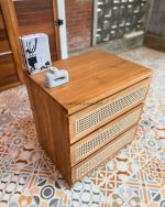Nakas Kayu Jati Kombinasi Rotan Model Minimalis Modern YMJ-NKS 41 - Image 2