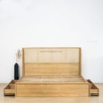 Tempat Tidur Laci-Laci Bahan Kayu Jati Kombinasi Rotan YMJ-TTD 97 - Image 3