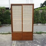 Almari Baju Lemari Pakaian Custom Kayu Jati Kombinasi Rotan YMJ-LMP 62