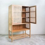 Almari Baju Lemari Pakaian Custom Kayu Jati Kombinasi Rotan YMJ-LMP 65 - Image 2