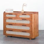 Buffet Modern Minimalis Kayu Jati Kombinasi Rotan YMJ-BFT 125