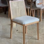Furniture Kursi Cafe Minimalis Kayu Jati Kombinasi Rotan YMJ KC 51