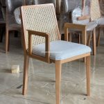 Furniture Kursi Cafe Minimalis Kayu Jati Kombinasi Rotan YMJ KC 52