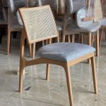 Kursi Cafe Minimalis Kayu Jati Kombinasi Rotan YMJ KC 53