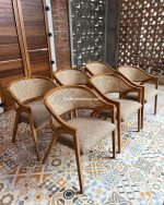 Kursi Cafe Minimalis Kayu Jati Kombinasi Rotan YMJ KC 55 - Image 2
