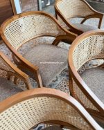 Kursi Cafe Minimalis Kayu Jati Kombinasi Rotan YMJ KC 55 - Image 4