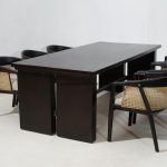 Set Meja Makan Minimalis 6 Kursi Kayu Jati Kombiansi Rotan YMJ-SKM 180