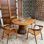 Meja Makan Bundar Minimalis Jati Jepara Set YMJ-SKM 185