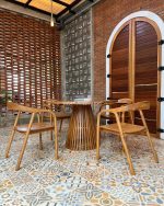 Meja Makan Bundar Minimalis Jati Jepara Set YMJ-SKM 185 - Image 3