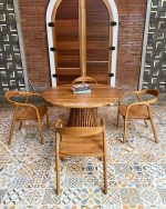 Meja Makan Bundar Minimalis Jati Jepara Set YMJ-SKM 185 - Image 2