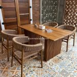 Set Meja Makan Minimalis 4 Kursi Kayu Jati Kombinasi Rope YMJ-SKM 187