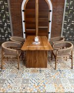 Set Meja Makan Minimalis 4 Kursi Kayu Jati Kombinasi Rope YMJ-SKM 187 - Image 4