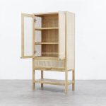 Almari Baju Lemari Pakaian Custom Kayu Jati Kombinasi Rotan YMJ-LMP 66