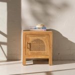 Nakas Kayu Jati Kombinasi Rotan Model Minimalis Modern YMJ-NKS 46