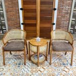 Kursi Teras Minimalis Kayu Jati Kombinasi Rotan Rotan YMJ-SKTR 34