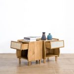 Nakas Kayu Jati Kombinasi Rotan Model Minimalis Modern YMJ-NKS 50