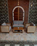 Set Kursi Tamu Kayu Minimalis Kayu Jati Kombinasi Rotan YMJ-SKTM 86