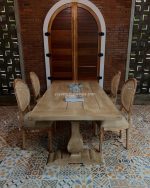 Set Meja Makan Model Antik 4 Kursi Kayu Jati Kombinasi Rotan YMJ-SKM 194 - Image 3