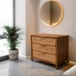 Buffet Modern Minimalis Kayu Jati Kombinasi Rotan YMJ-BFT 136